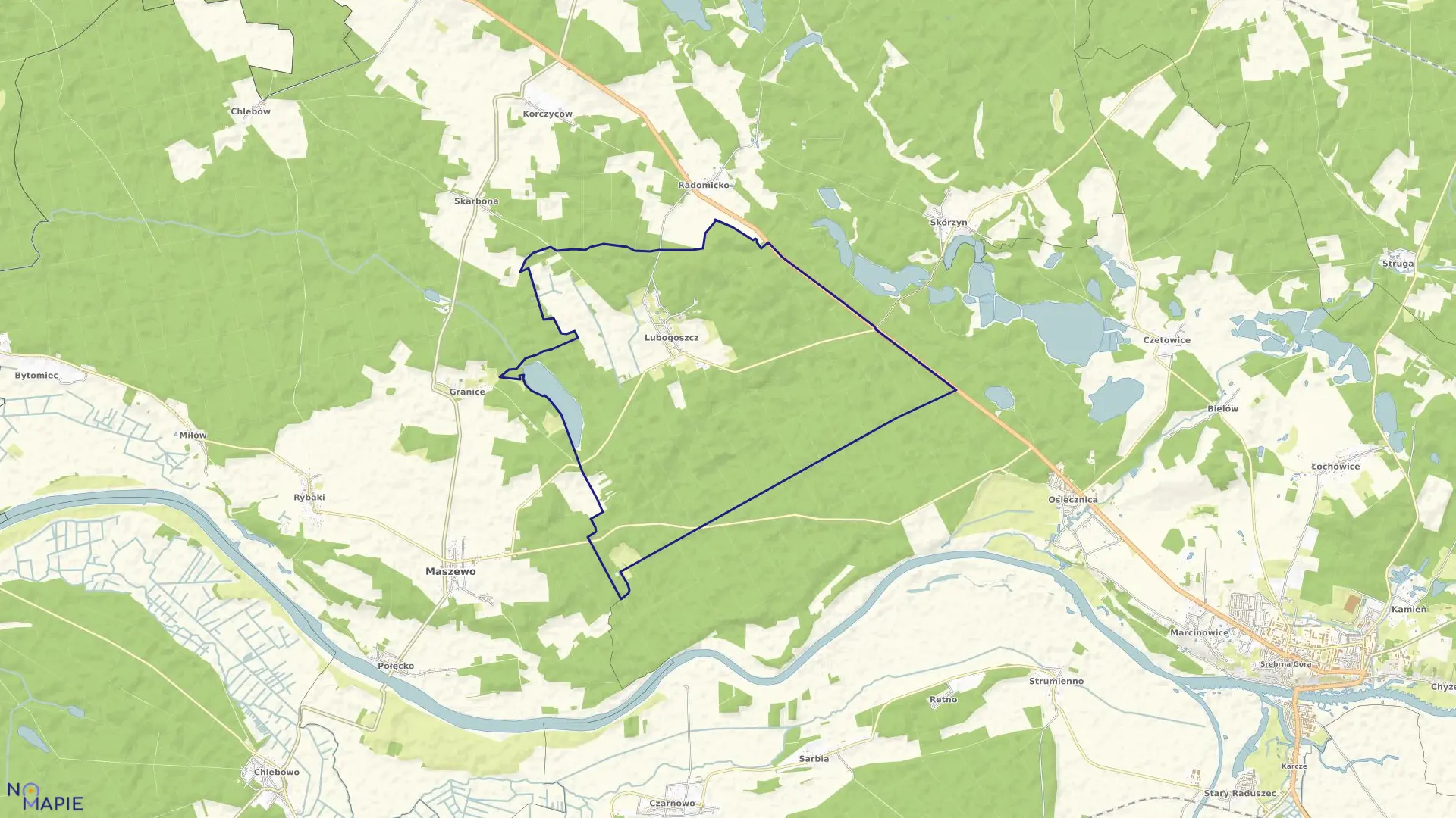 Mapa obrębu Lubogoszcz w gminie Maszewo