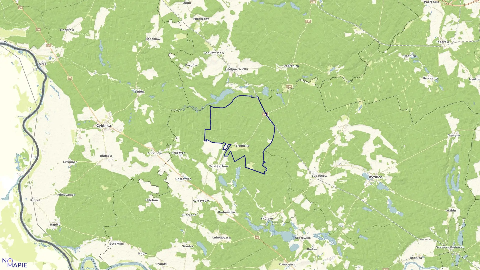 Mapa obrębu Siedlisko w gminie Maszewo