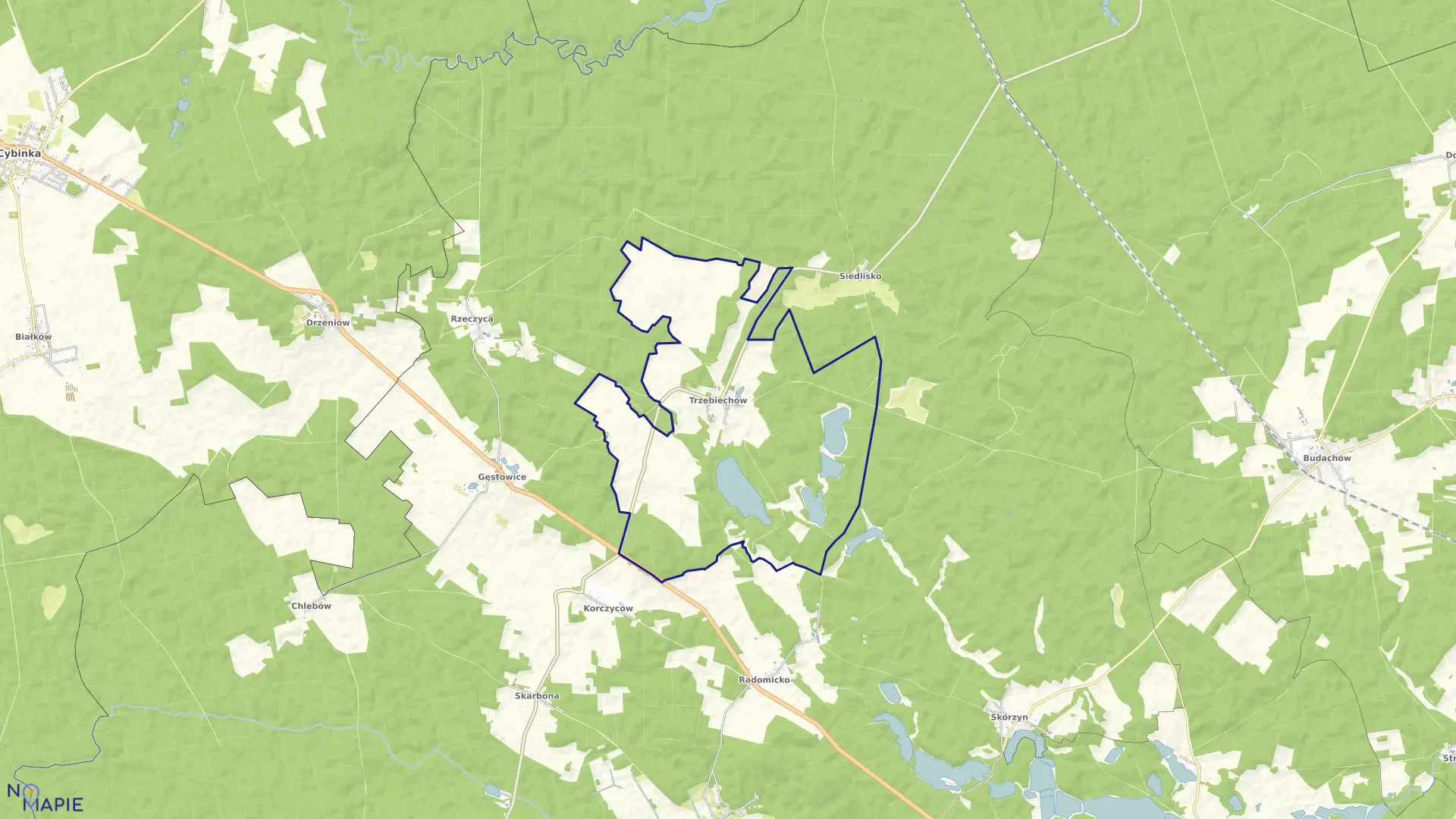 Mapa obrębu Trzebiechów w gminie Maszewo